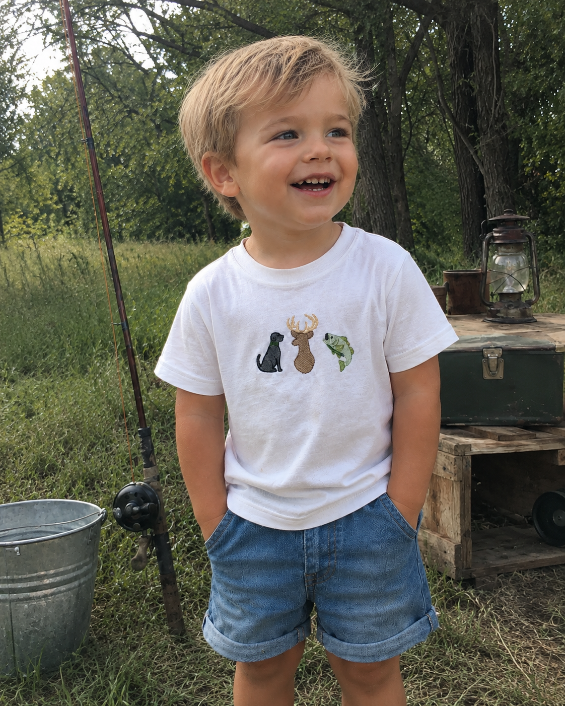 Kid's Deer, Dog, Fish T-shirt